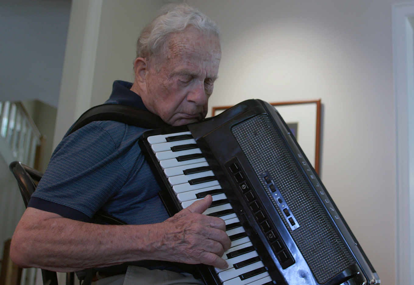 Frank Grunwald playing the accordion.